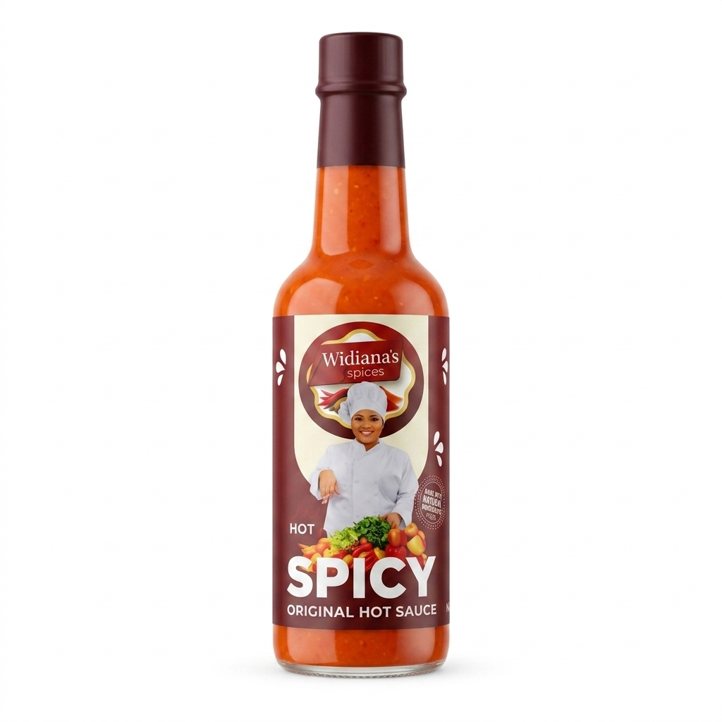 Widiana's Original Hot Sauce 3 oz small round bottle all natural Caribbean spicy sauce no preservatives gluten free vegan 10 calories made in Indianapolis Indiana FDA registered